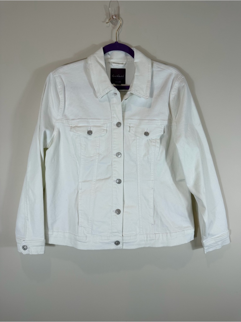 Gloria Vanderbilt Women’s White Denim Stretch Button Up Jacket XL